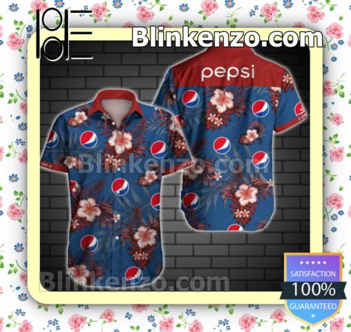 Pepsi Red Tropical Floral Navy Summer Shirt