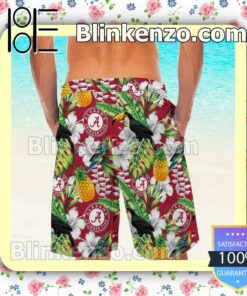 Personalized Alabama Crimson Tide Parrot Floral Tropical Mens Shirt, Swim Trunk a