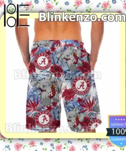 Personalized Alabama Crimson Tide Tropical Floral America Flag For NCAA Football Lovers University of Alabama Mens Shirt, Swim Trunk a