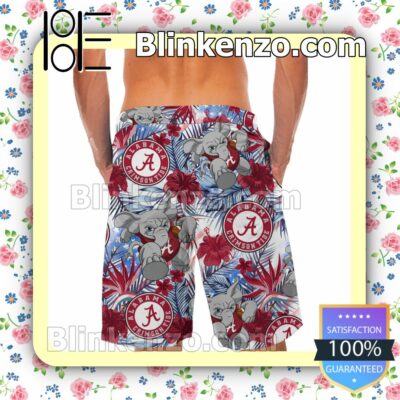 Personalized Alabama Crimson Tide Tropical Floral America Flag For NCAA Football Lovers University of Alabama Mens Shirt, Swim Trunk a