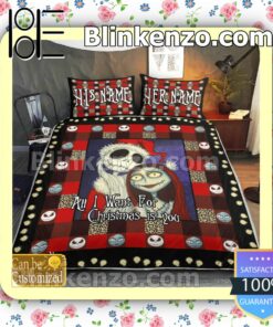 Personalized All I Want For Christmas Is You Queen King Quilt Blanket Set a