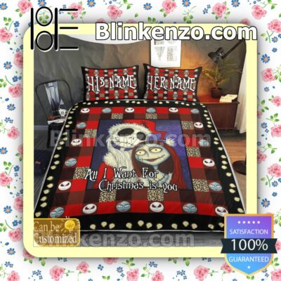 Personalized All I Want For Christmas Is You Queen King Quilt Blanket Set a