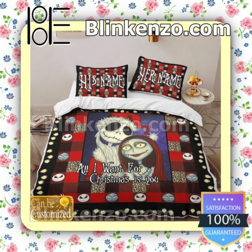 Personalized All I Want For Christmas Is You Queen King Quilt Blanket Set b