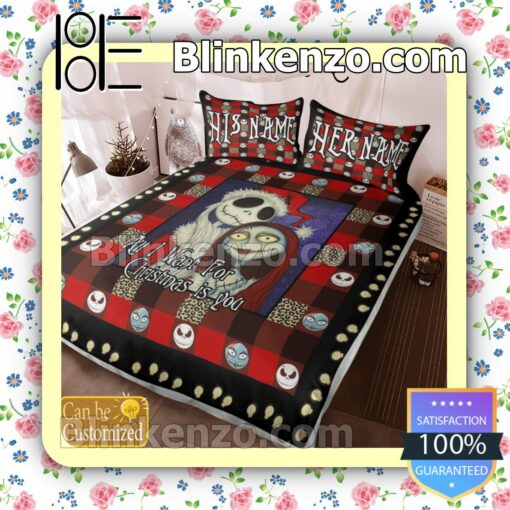 Personalized All I Want For Christmas Is You Queen King Quilt Blanket Set c