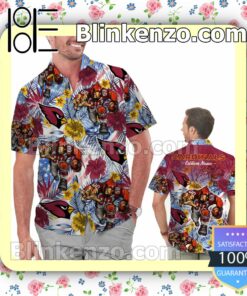 Personalized Arizona Cardinals Tropical Floral America Flag Aloha Mens Shirt, Swim Trunk