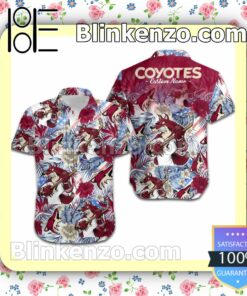 Personalized Arizona Coyotes Tropical Floral America Flag Mens Shirt, Swim Trunk a