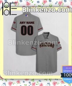 Personalized Arizona Diamondbacks Gray Summer Hawaiian Shirt, Mens Shorts a