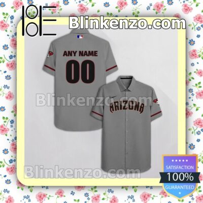 Personalized Arizona Diamondbacks Gray Summer Hawaiian Shirt, Mens Shorts a