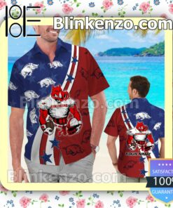 Personalized Arkansas Razorbacks American Flag Mens Shirt, Swim Trunk