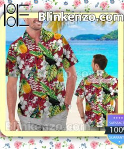 Personalized Arkansas Razorbacks Parrot Floral Tropical Mens Shirt, Swim Trunk