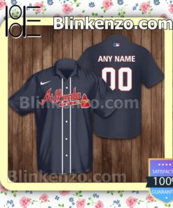 Personalized Atlanta Braves Baseball Navy Summer Hawaiian Shirt, Mens Shorts