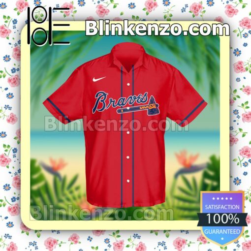 Personalized Atlanta Braves Baseball Red Summer Hawaiian Shirt, Mens Shorts a