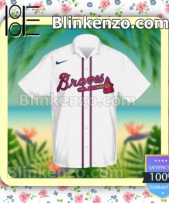 Personalized Atlanta Braves Baseball White Summer Hawaiian Shirt, Mens Shorts a