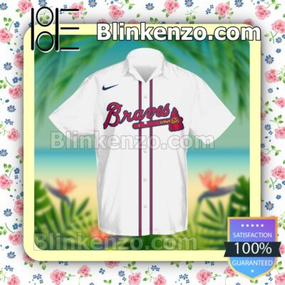 Personalized Atlanta Braves Baseball White Summer Hawaiian Shirt, Mens Shorts a