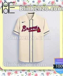 Personalized Atlanta Braves Beige Summer Hawaiian Shirt, Mens Shorts