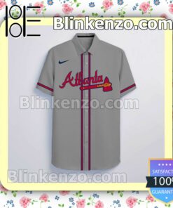 Personalized Atlanta Braves Gray Summer Hawaiian Shirt, Mens Shorts