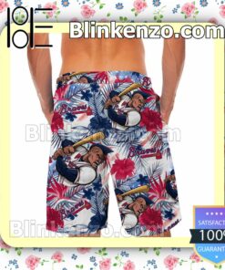 Personalized Atlanta Braves Tropical Floral America Flag For MLB Football Lovers Mens Shirt, Swim Trunk a