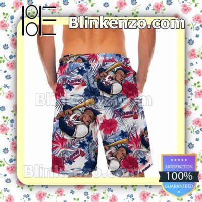 Personalized Atlanta Braves Tropical Floral America Flag For MLB Football Lovers Mens Shirt, Swim Trunk a