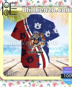 Personalized Auburn Tigers American Flag Mens Shirt, Swim Trunk a