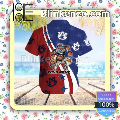 Personalized Auburn Tigers American Flag Mens Shirt, Swim Trunk a