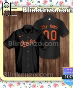 Personalized Baltimore Orioles Baseball Black Logo Branded Summer Hawaiian Shirt, Mens Shorts