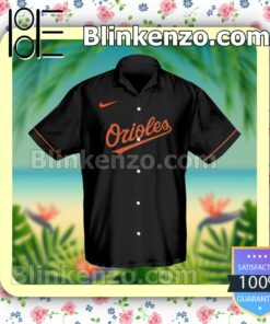 Personalized Baltimore Orioles Baseball Black Logo Branded Summer Hawaiian Shirt, Mens Shorts a