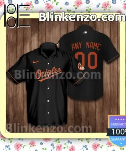 Personalized Baltimore Orioles Baseball Black Summer Hawaiian Shirt, Mens Shorts