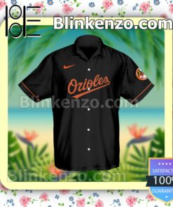 Personalized Baltimore Orioles Baseball Black Summer Hawaiian Shirt, Mens Shorts a