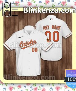 Personalized Baltimore Orioles Baseball White Summer Hawaiian Shirt, Mens Shorts