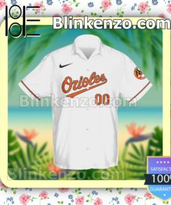 Personalized Baltimore Orioles Baseball White Summer Hawaiian Shirt, Mens Shorts a