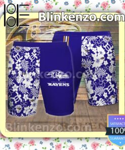 Personalized Baltimore Ravens Flowery Neon Blue Summer Hawaiian Shirt, Mens Shorts a