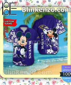 Personalized Baltimore Ravens & Mickey Mouse Mens Shirt, Swim Trunk