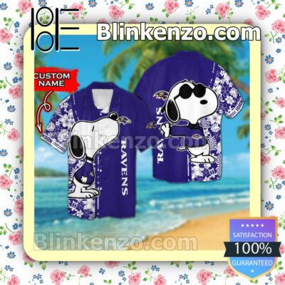 Personalized Baltimore Ravens & Snoopy Mens Shirt, Swim Trunk