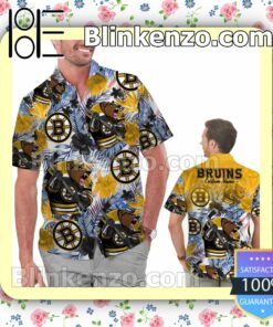 Personalized Boston Bruins Tropical Floral America Flag Mens Shirt, Swim Trunk