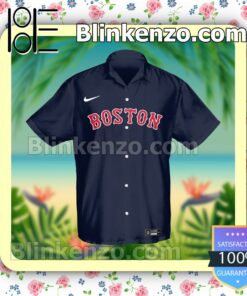 Personalized Boston Red Sox Baseball Navy Summer Hawaiian Shirt, Mens Shorts a