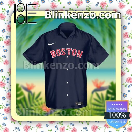 Personalized Boston Red Sox Baseball Navy Summer Hawaiian Shirt, Mens Shorts a