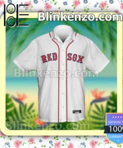Personalized Boston Red Sox Baseball White Summer Hawaiian Shirt, Mens Shorts a