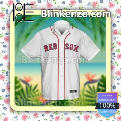 Personalized Boston Red Sox Baseball White Summer Hawaiian Shirt, Mens Shorts a