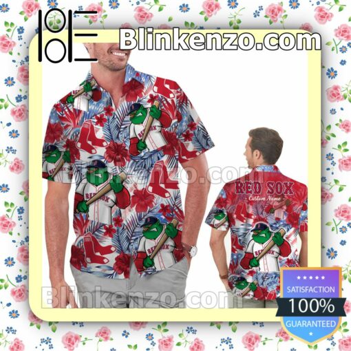 Personalized Boston Red Sox Tropical Floral America Flag For MLB Football Lovers Mens Shirt, Swim Trunk