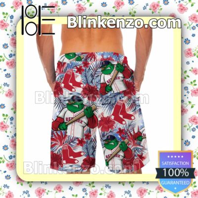 Personalized Boston Red Sox Tropical Floral America Flag For MLB Football Lovers Mens Shirt, Swim Trunk a