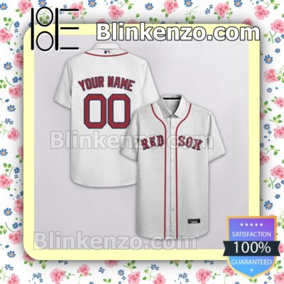 Personalized Boston Red Sox White Logo Branded Summer Hawaiian Shirt b
