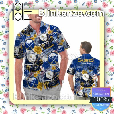 Personalized Buffalo Sabres Tropical Floral America Flag Mens Shirt, Swim Trunk