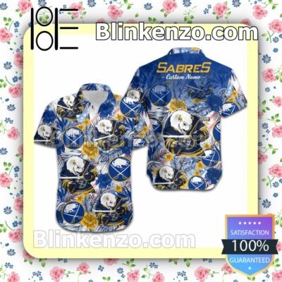 Personalized Buffalo Sabres Tropical Floral America Flag Mens Shirt, Swim Trunk a