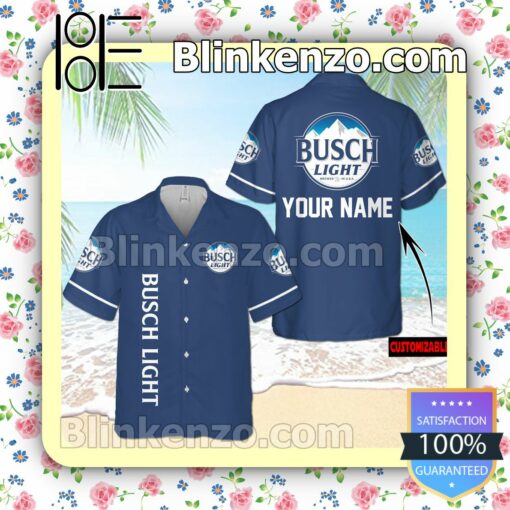 Personalized Busch Light Navy Summer Hawaiian Shirt, Mens Shorts