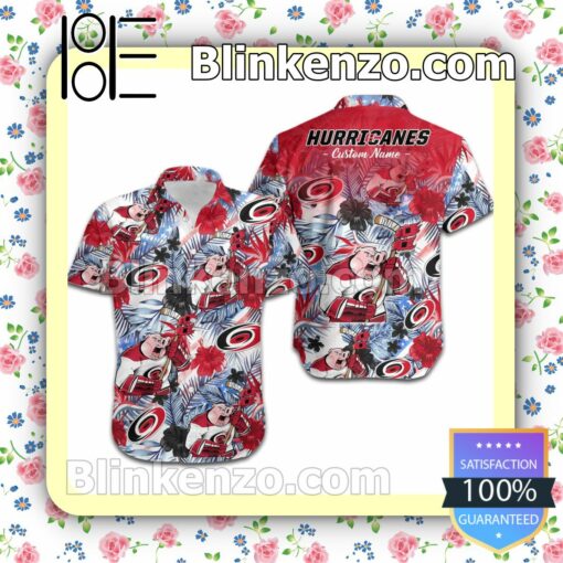 Personalized Carolina Hurricanes Tropical Floral America Flag Mens Shirt, Swim Trunk a