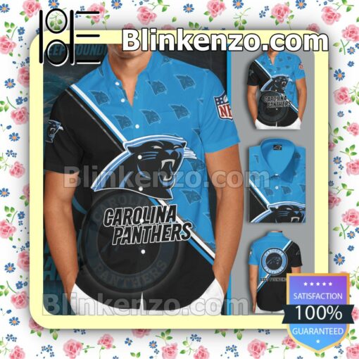 Personalized Carolina Panthers Football Team Blue Summer Hawaiian Shirt, Mens Shorts
