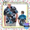 Personalized Carolina Panthers Tropical Floral America Flag Aloha Mens Shirt, Swim Trunk