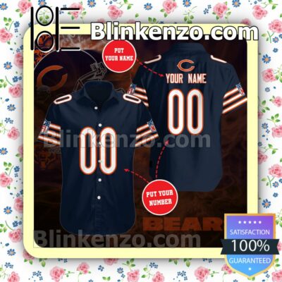 Personalized Chicago Bears Football Blue Summer Hawaiian Shirt, Mens Shorts
