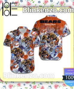 Personalized Chicago Bears Tropical Floral America Flag Aloha Mens Shirt, Swim Trunk a