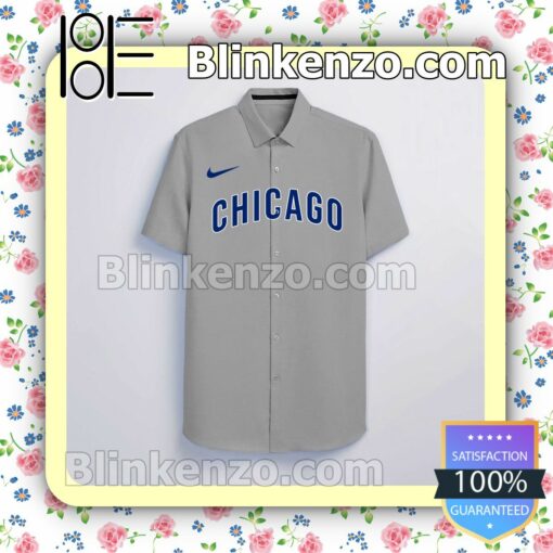 Personalized Chicago Cubs Gray Summer Hawaiian Shirt, Mens Shorts